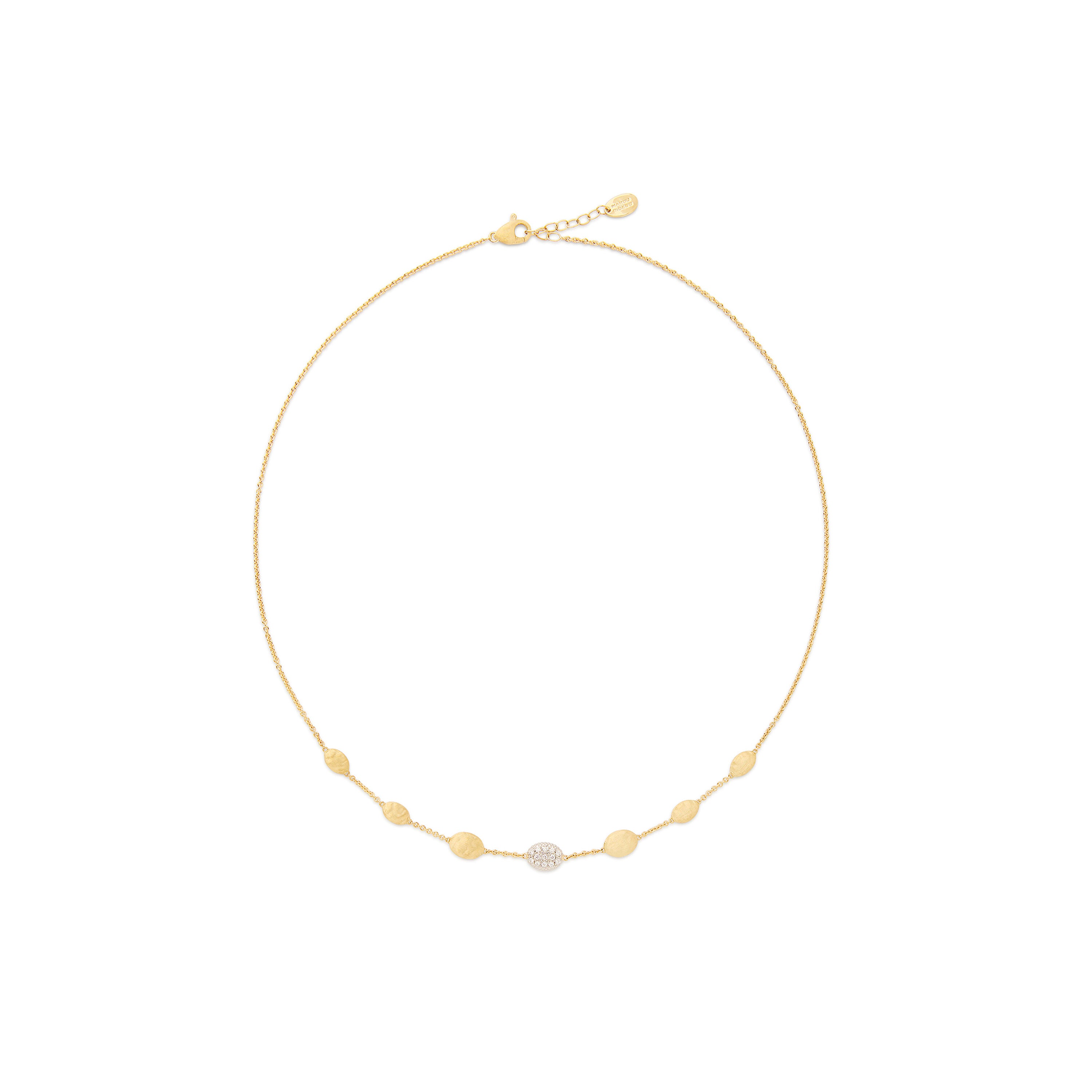 MARCO BICEGO SIVIGLIA SMALL BEAN 18K YELLOW GOLD NECKLACE WITH DIAMOND ACCENT 0.17 CTTW