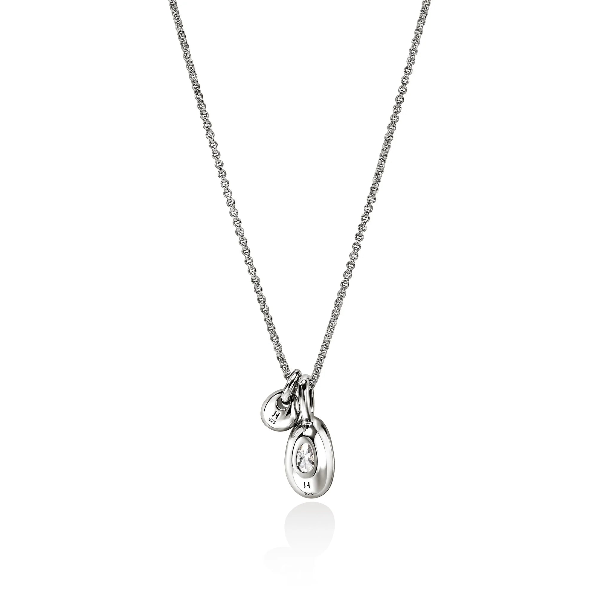 JOHN HARDY STERLING SILVER LOVESTRUCK LAB GROWN DIAMOND DOUBLE PEBBLE PENDANT ON A ROLO CHAIN 3.25CT TW