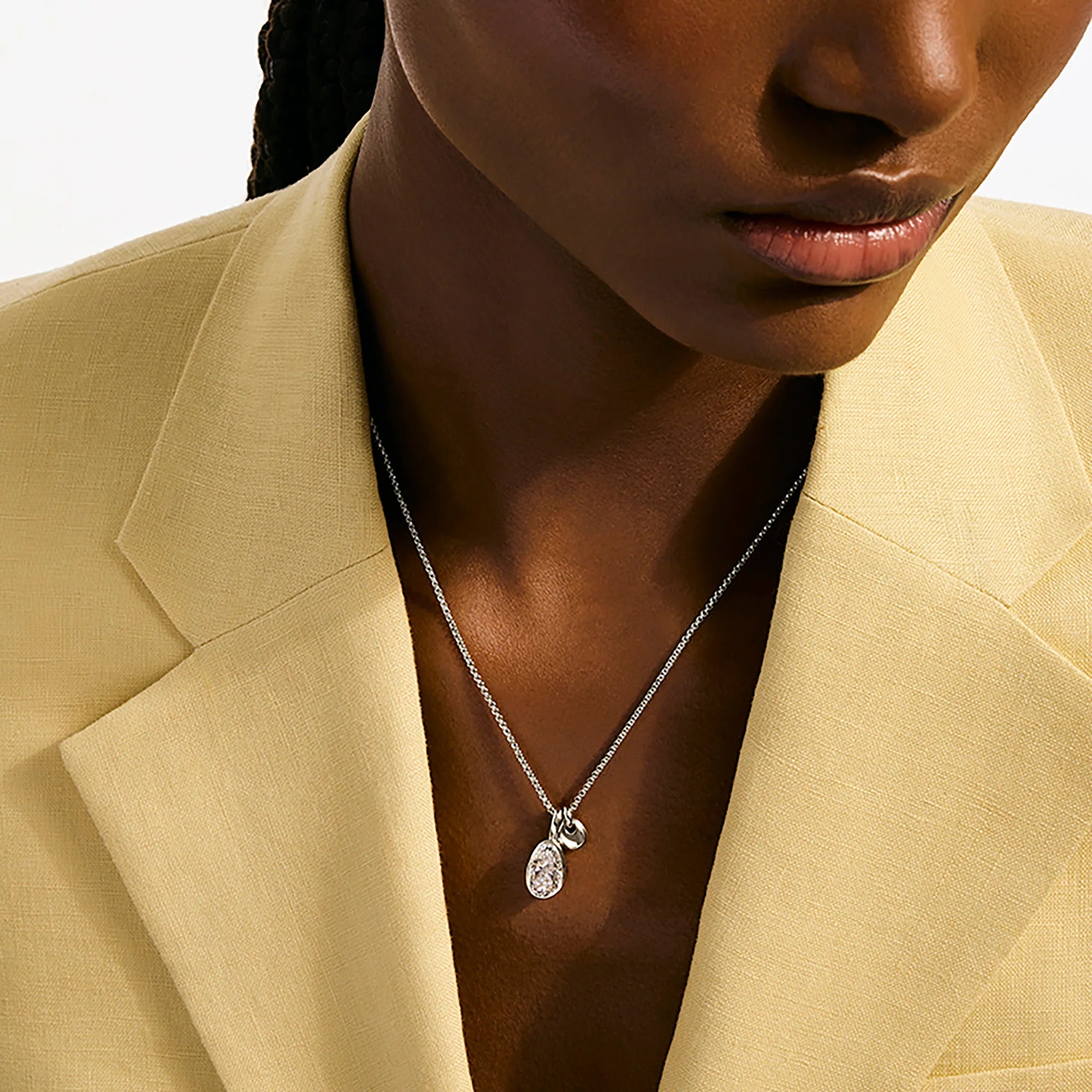 JOHN HARDY STERLING SILVER LOVESTRUCK LAB GROWN DIAMOND DOUBLE PEBBLE PENDANT ON A ROLO CHAIN 3.25CT TW