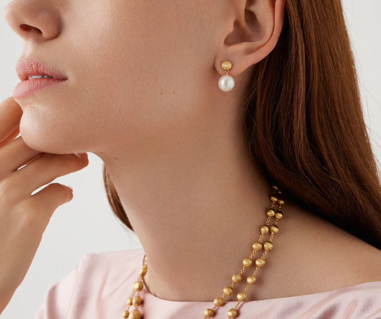 MARCO BICEGO AFRICA 18K YELLOW GOLD PEARL DROP EARRINGS