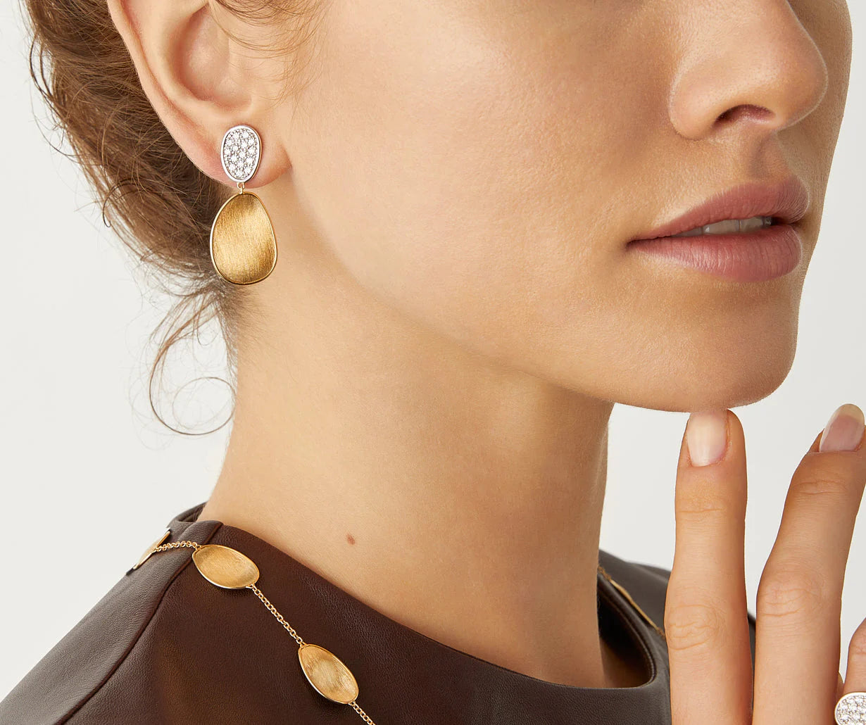 MARCO BICEGO 18K YELLOW GOLD LUNARIA SMALL DIAMOND CHANDELIER EARRINGS