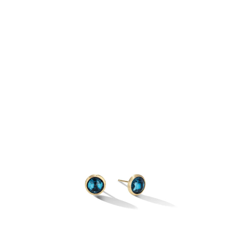 MARCO BICEGO JAIPUR COLOUR 18K YELLOW GOLD STUD EARRINGS WITH SKY TOPAZ, SMALL