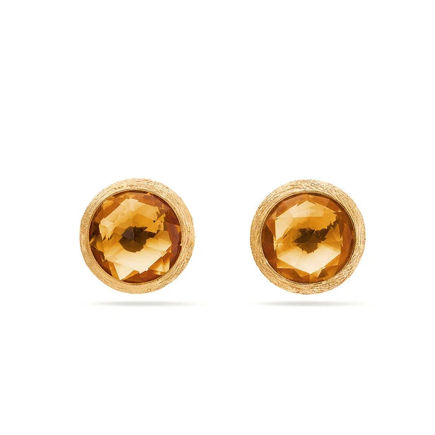 MARCO BICEGO JAIPUR COLOR  18K YELLOW GOLD STUD EARRINGS WITH CITRINE QUARTZ, SMALL