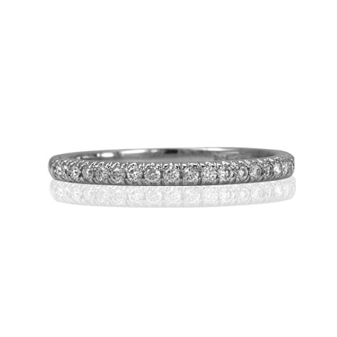 MAX STRAUSS 14K White Gold Stackable Bead Set Diamond Ring - 0.25CT  GH/SI