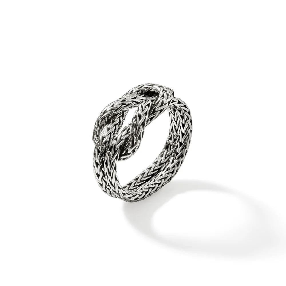 JOHN HARDY STERLING SILVER CLASSIC CHAIN LOVE KNOT RING, SIZE 8