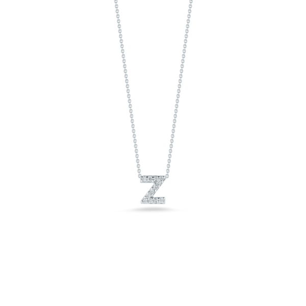 ROBERTO COIN 18K WHITE GOLD TINY TREASURES DIAMOND LOVE LETTER “Z” NECKLACE