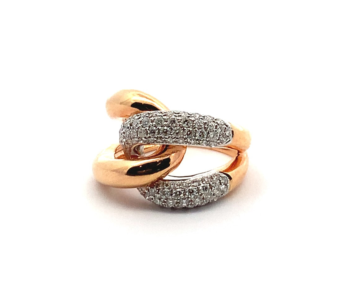 ESTATE COLLECTION: 14K ROSE GOLD KNOT STYLE RING SET WITH BRILLIANT PAVE DIAMONDS 0.75 CT - REPLACEMENT VALUE $5300.00