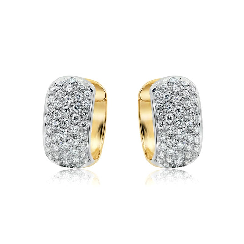 Diamond Design Italian Gold Diamond Huggie Earring