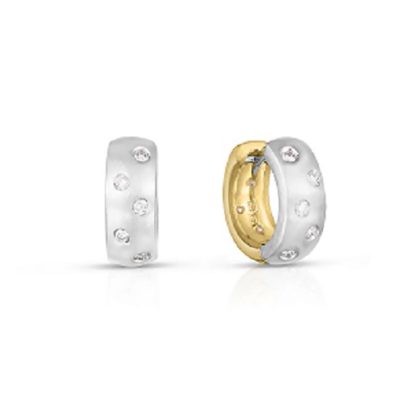 Roberto Coin 18k Yellow and White Diamond Reversible Hoop Earrings