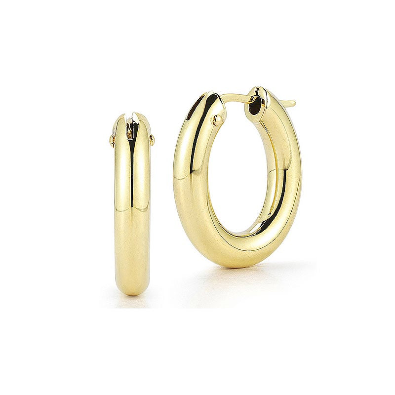 Roberto Coin Designer Gold 18K Yellow Gold Oval Perfect Hoop Earrings