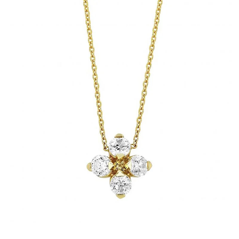 Roberto Coin Love In Verona 18k Yellow Gold Daimond Flower Necklace