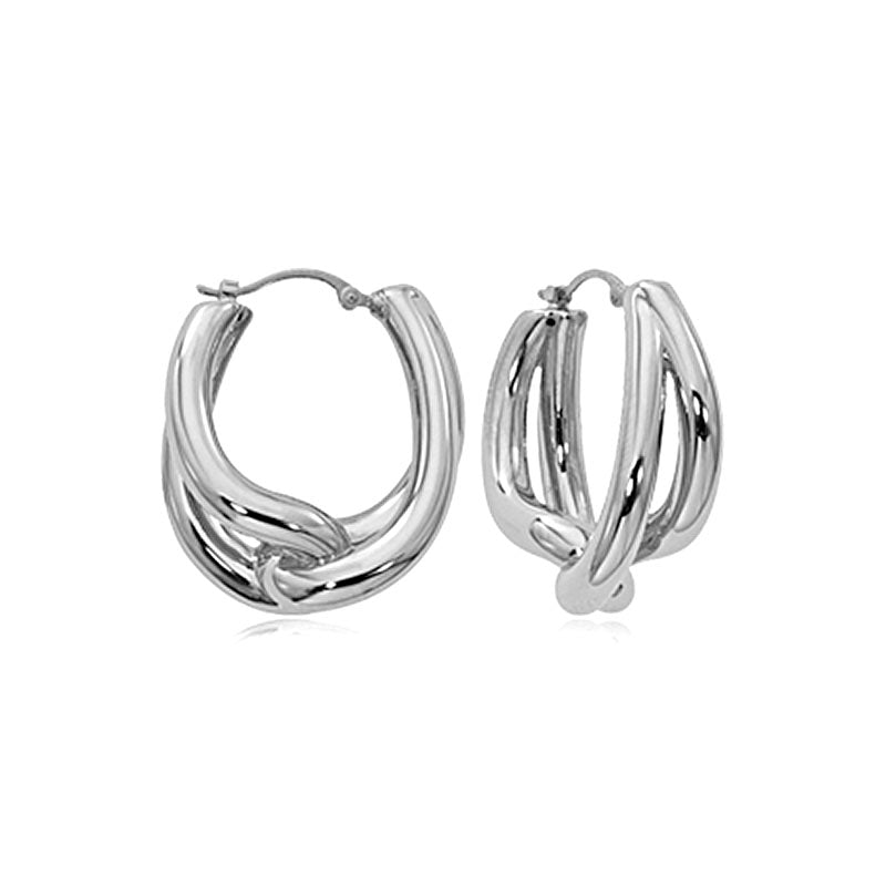 CARLA STERLING SILVER INTERLOCKING TEARDROP HOOPS