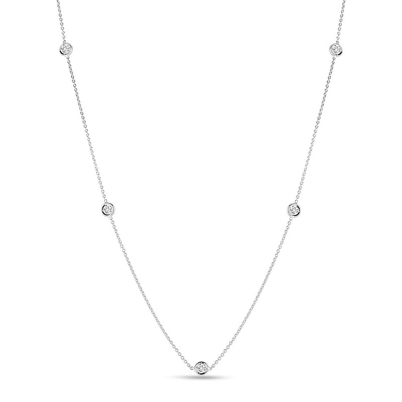 Roberto Coin Diamonds By The Inch White Gold 5 Station Necklace