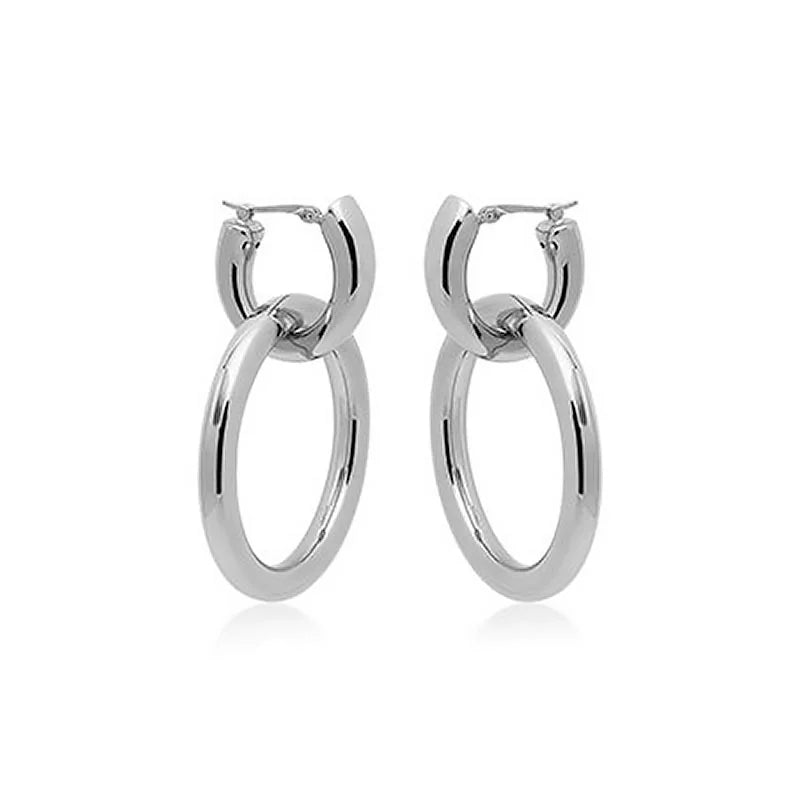 CARLA STERLING SILVER TAPPERED HOOP WITH OVAL HOOP EARRINGS