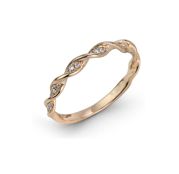 MAX STRAUSS 14K ROSE GOLD WEDDING TWISTED BAND WITH DIAMONDS (GH/SI) MEASURING 0.09 TOTAL CARAT WEIGHT