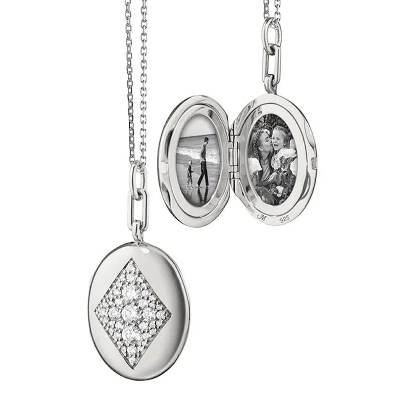 Charlotte" Locket Pendant with White Sapphires