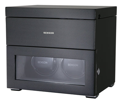 BENSON BLACK WATCHWINDER, CARBON FIBER FOR TWO WATCHES