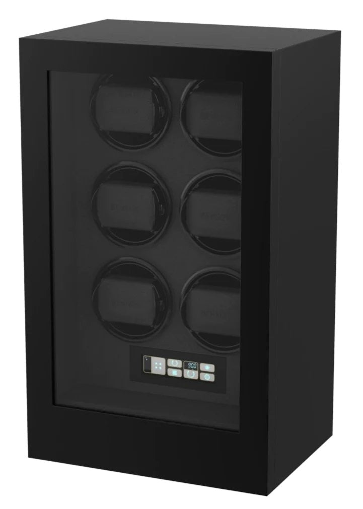 BENSON BLACK SMART TECH II WATCHWINDER FOR SIX WATCHES WITH LUMINOUS TOUCHSCREEN DISPLAY