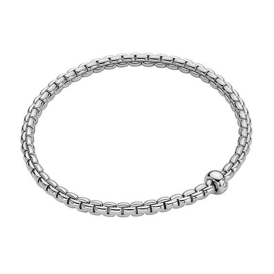 FOPE GIOIELLI 18K WHITE GOLD EKA COLLECTION BRACELET WITH EMBEDDED DIAMOND MEASURING 0.01 TOTAL CARAT WEIGHT