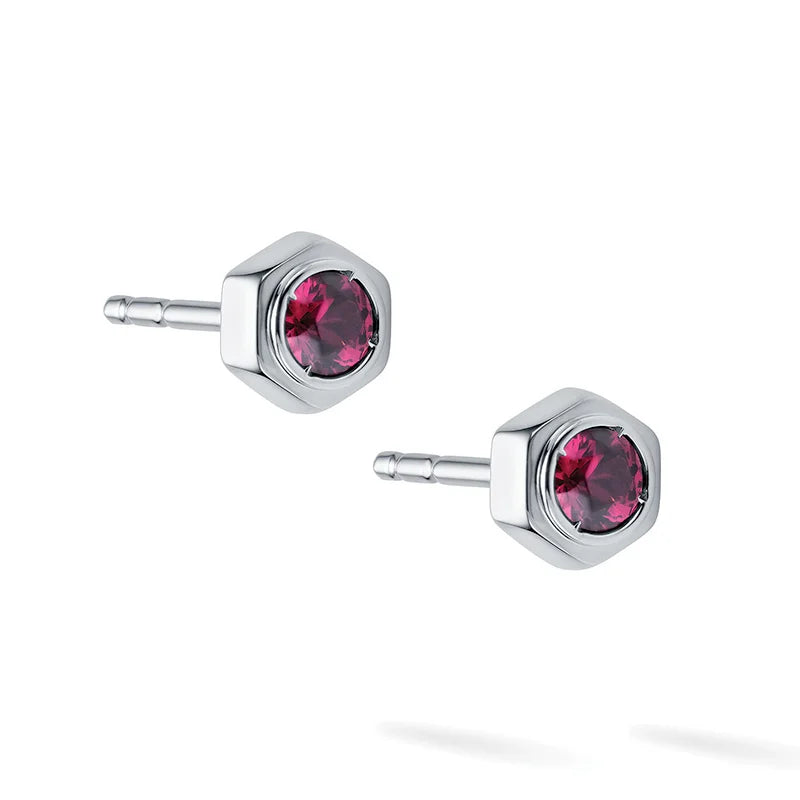 Birks Bee Chic Rhodolite and Silver Stud Earrings