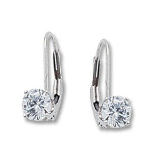 CARLA 14K WHITE GOLD DROP EARRING WITH 5MM CRYSTAL CENTER