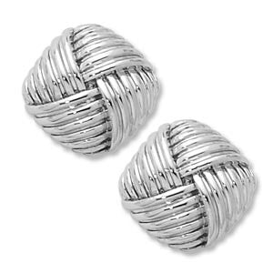 STERLING SILVER WOVEN SQUARE STUD EARRINGS