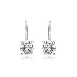CARLA 14K WHITE GOLD 6.5MM ROUND CRYSTAL DROP LEVERBACK DROPS