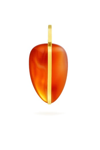 BY PARIAH LARGE PEBBLE PENDANT 14K RECYCLED YELLOW GOLD, RED BANDED CARNELIAN