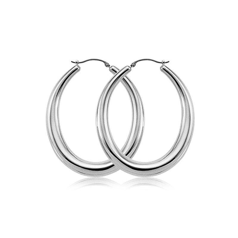 CARLA STERLING SILVER LARGE ROUND OVAL HOOP EARRINGS