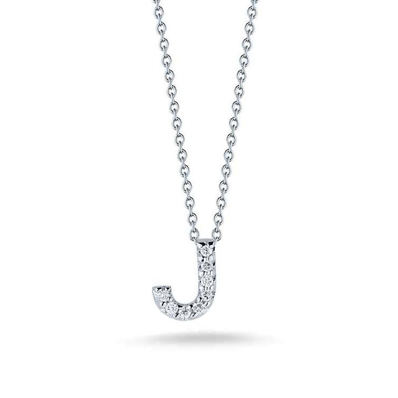 Roberto Coin 18K White Gold Tiny Treasures Diamond Letter 'J' Pendant