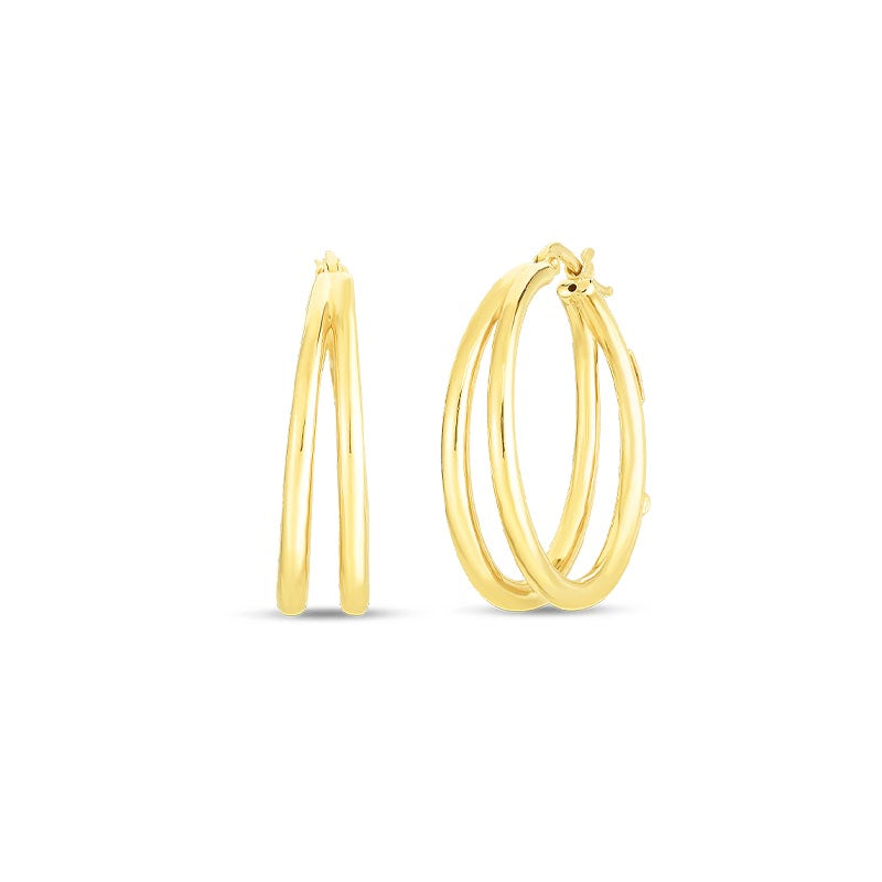 Roberto Coin 18K Yellow Gold Graduated 30MM Thin Double Hoop Earrings