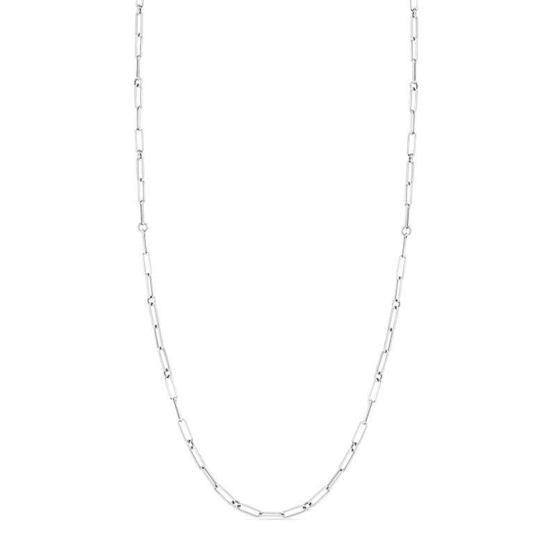 Roberto Coin 18K White Designer Gold Paperclip and Round Link Necklace, 17 Inch