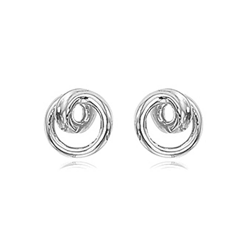 CARLA 14K WHITE GOLD ENDLESS CURLYQ STUDDED EARRINGS