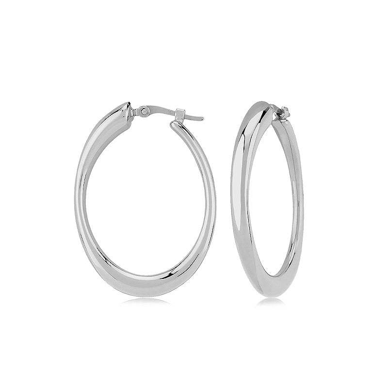 Carla Sterling Silver Oval Hoop Earrings