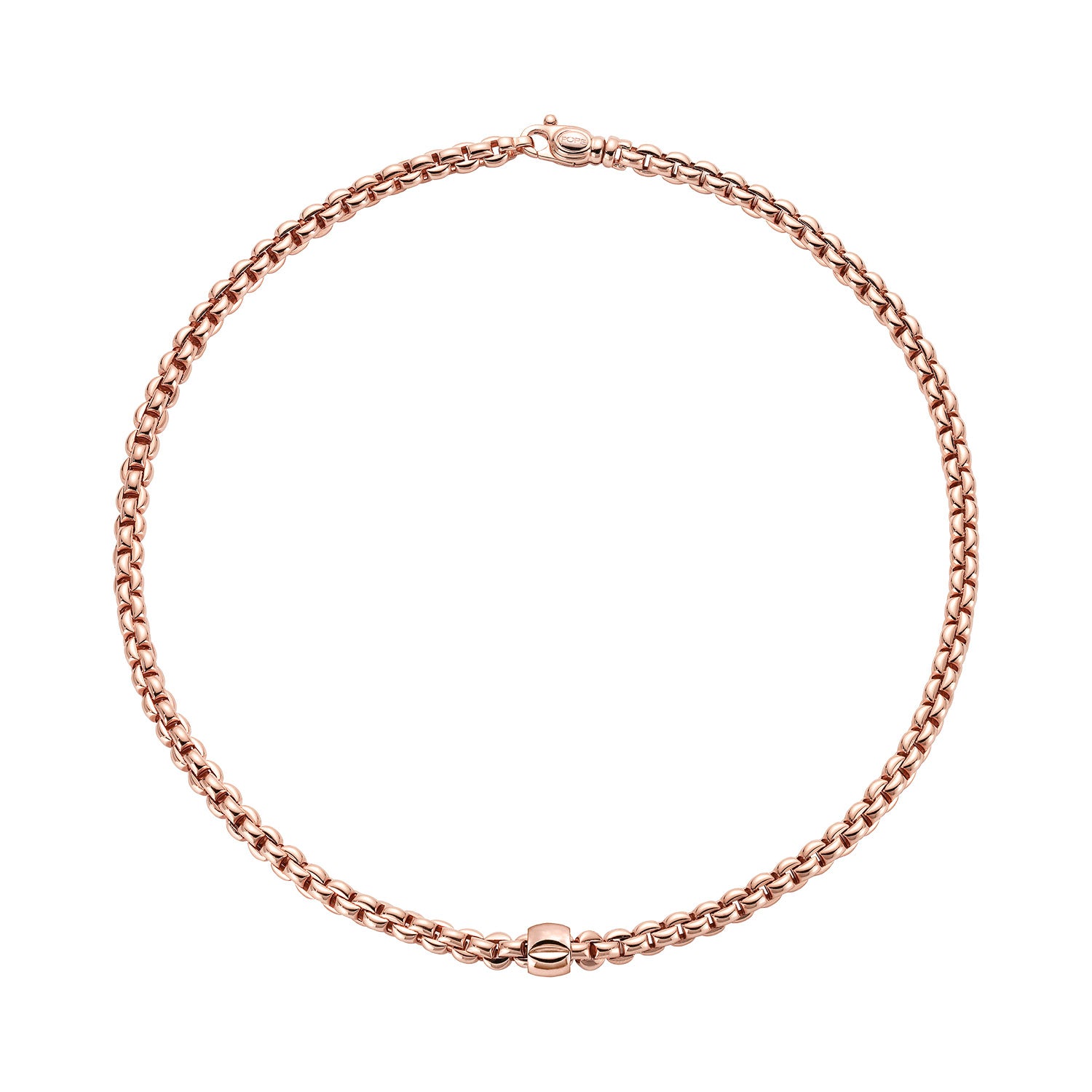 FOPE GIOIELLI 18K ROSE GOLD 18 INCH EKA NECKLACE WITH 18K ROSE GOLD RONDEL