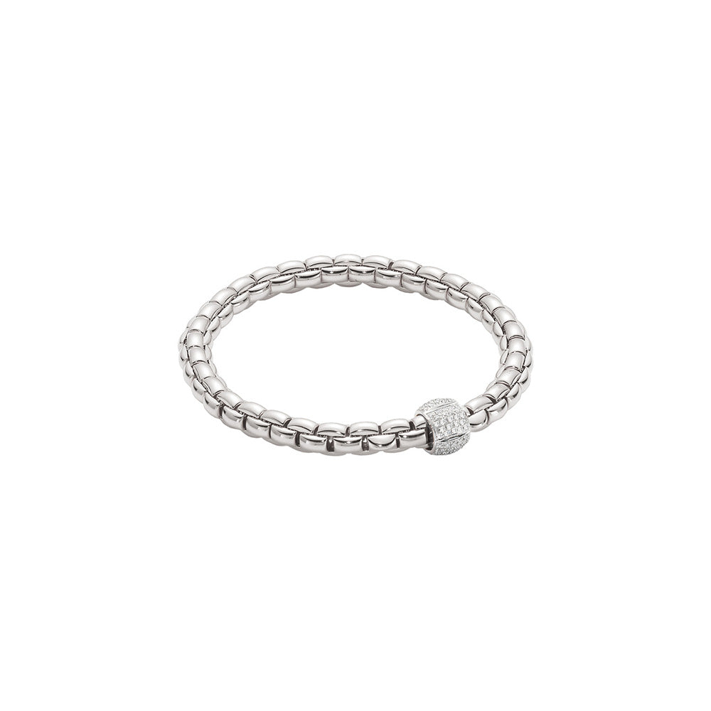 FOPE GIOIELLI 18K WHITE GOLD FLEX'IT EKA BRACELET WITH ONE DIAMOND (VS/G) RONDEL MEASURING 0.24 TOTAL CARAT WEIGHT SIZE MEDIUM