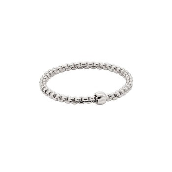 FOPE GIOIELLI 18K WHITE FLEXIT EKA BRACELET WITH WHITE GOLD RONDEL, SIZE LARGE