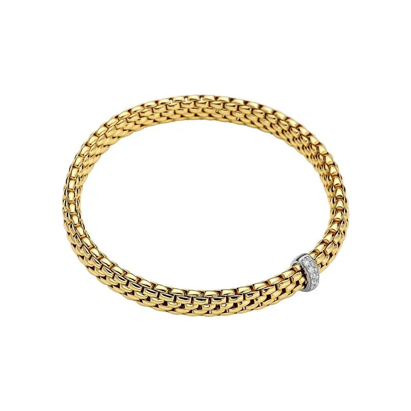 FOPE GIOIELLI 18K YELLOW AND WHITE GOLD VENDOME COLLECTION BRACELET WITH DIAMONDS MEASURING 0.10 TOTAL CARAT WEIGHT