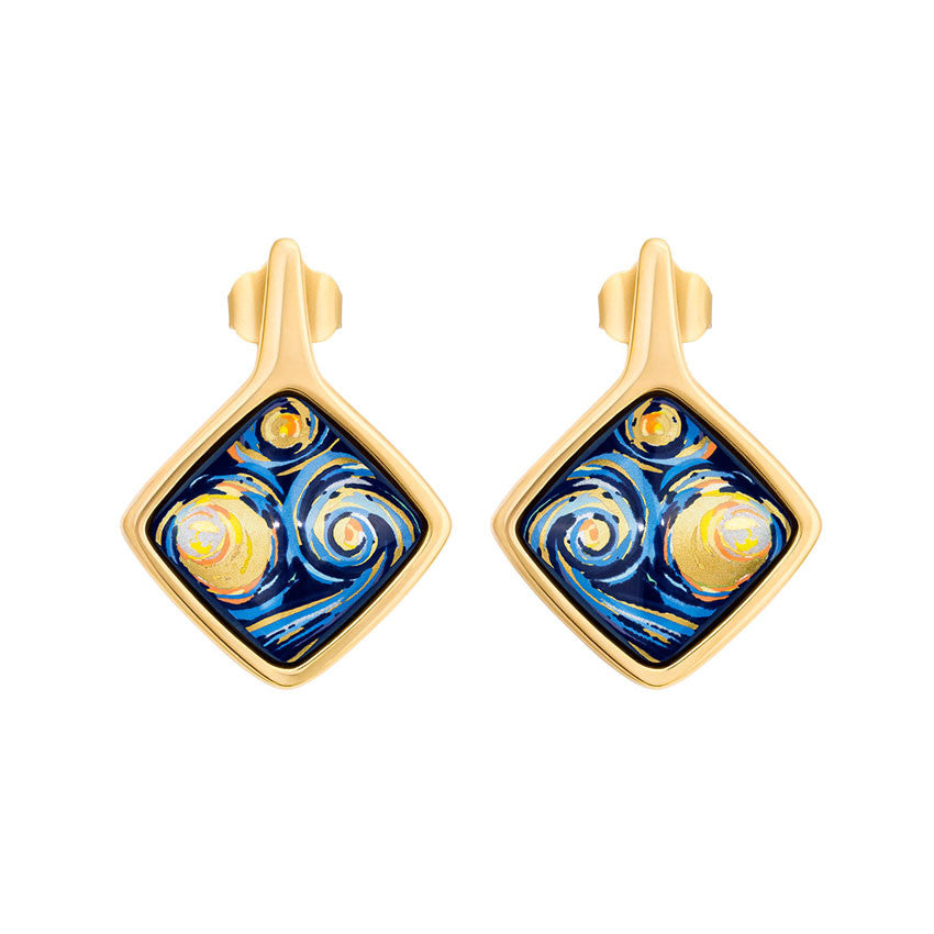 Hommage à Vincent Van Gogh Starry Night Eternite Carre Earrings