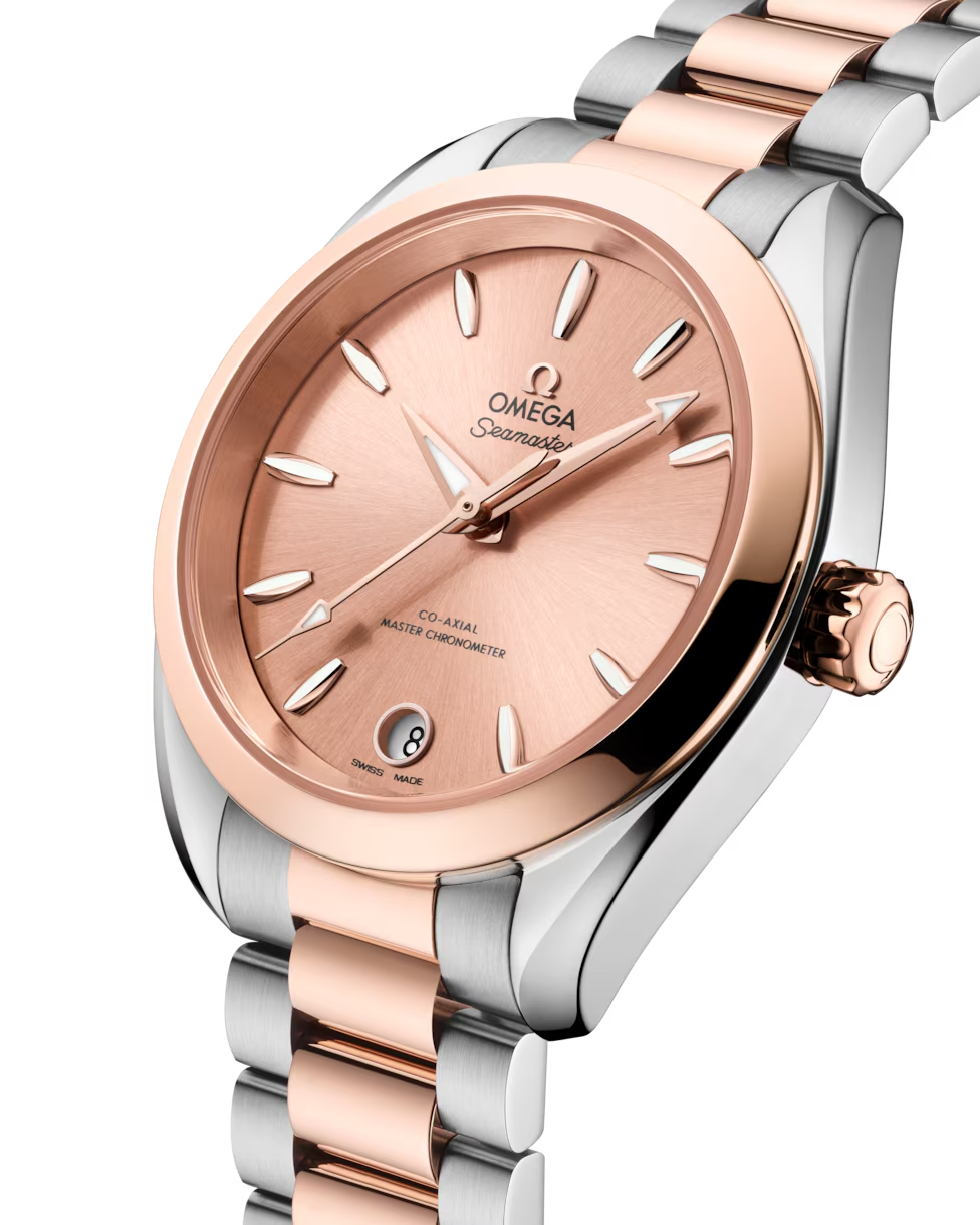 OMEGA SEAMASTER AQUA TERRA SHADES 34 MM, STEEL - SEDNA GOLD ON STEEL