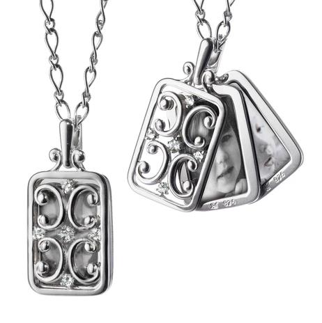 Rectangular Gate Locket Necklace with Sapphires