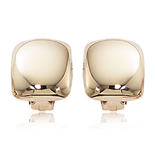 14K YELLOW GOLD SQUARE DOME CLIP ON EARRINGS