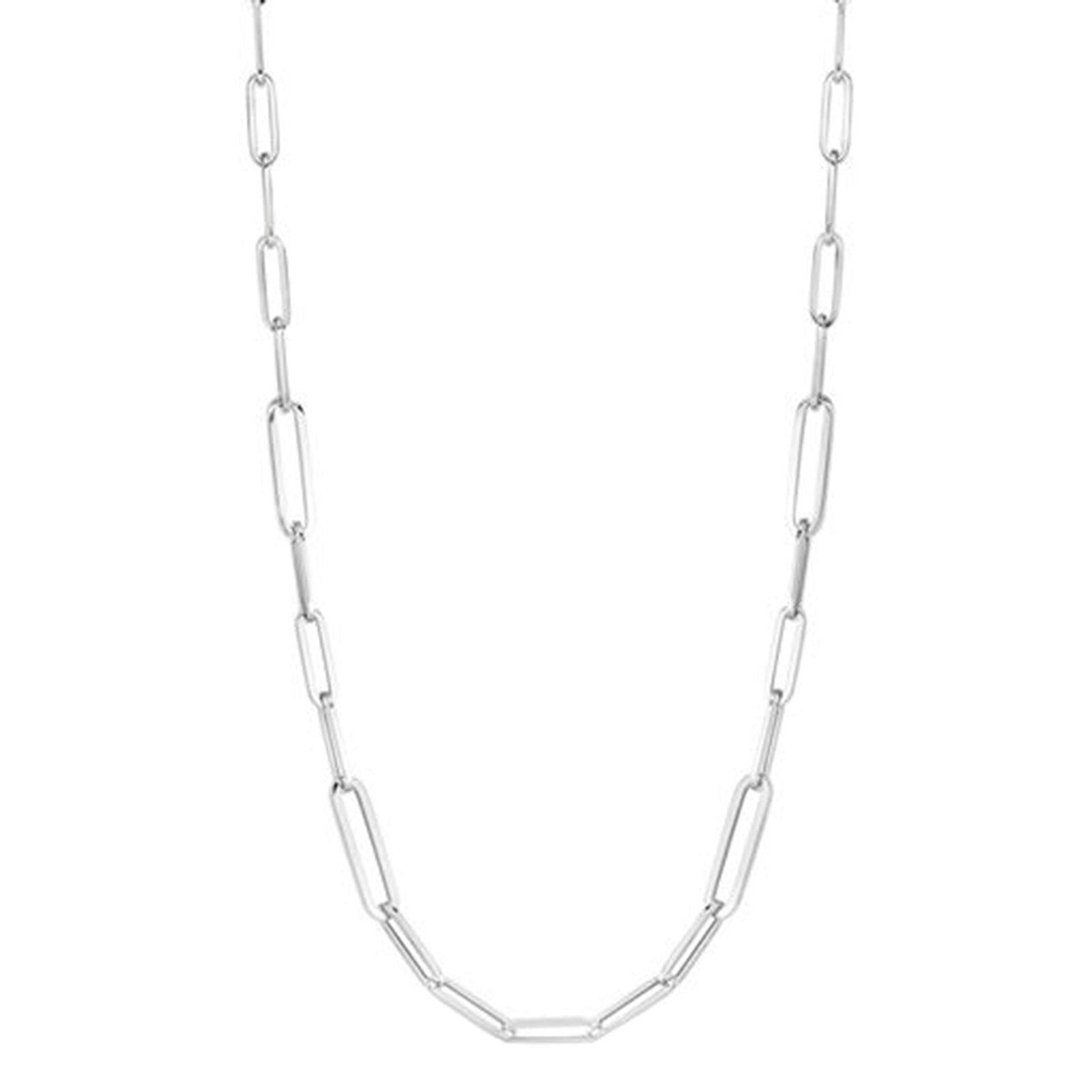 ROBERTO COIN 18K DESIGNER WHITE GOLD ALTERNATING SIZE PAPERCLIP LINK CHAIN 17 INCHES