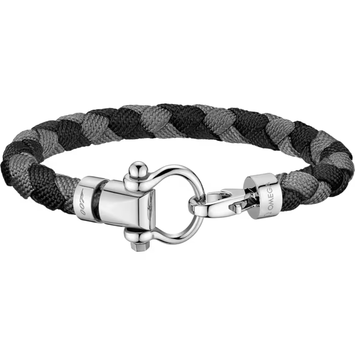 OMEGA SAILING DARK GRAY AND BLACK NYLON BRACELET WITH STAINLESS STEEL CLASP