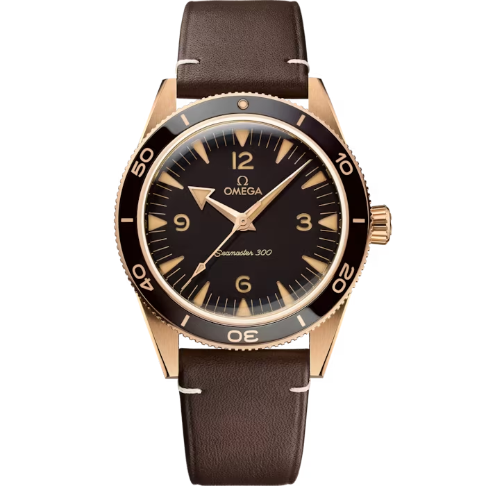 OMEGA SEAMASTER 300 41MM, BRONZE GOLD ON LEATHER STRAP