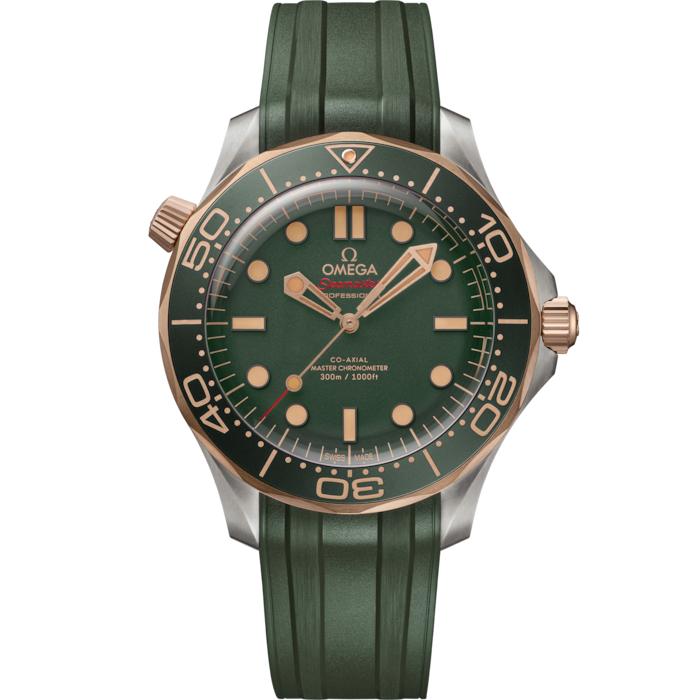 Seamaster Diver 300M 42 mm, titanium ‑ Bronze gold on rubber strap