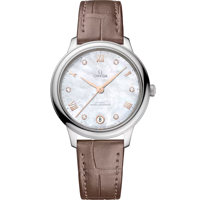OMEGA DE VILLE PRESTIGE, 34MM, STEEL ON LEATHER STRAP